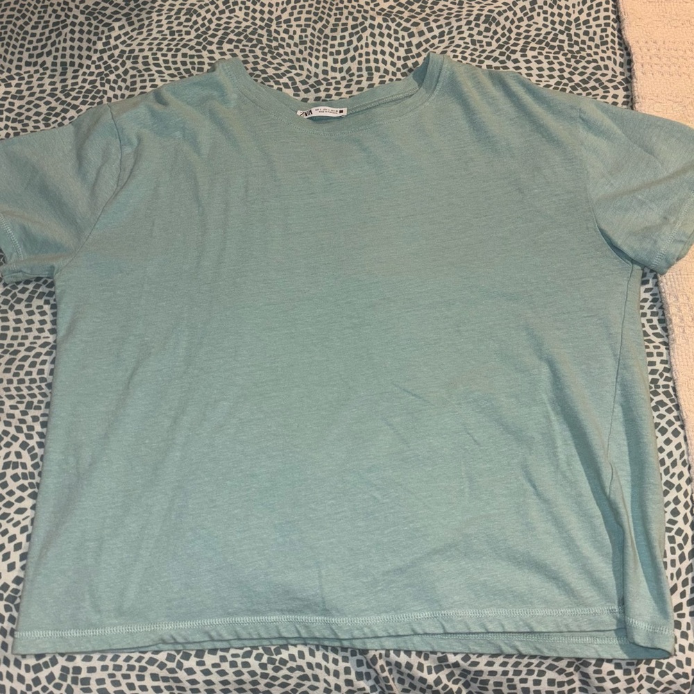 Zara Men's Aqua Short Sleeve Tee